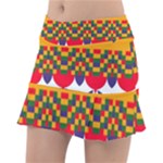 Red flowers and colorful squares                                                                  Tennis Skirt