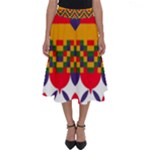 Red flowers and colorful squares                                                                  Perfect Length Midi Skirt