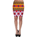 Red flowers and colorful squares                                                                  Bodycon Skirt