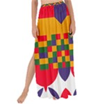 Red flowers and colorful squares                                                                Maxi Chiffon Tie-Up Sarong