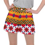 Red flowers and colorful squares                                                                 Stretch Ripstop Shorts