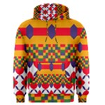 Red flowers and colorful squares                                                                  Men s Pullover Hoodie