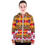 Red flowers and colorful squares                                                                  Women s Zipper Hoodie
