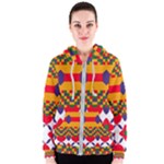 Red flowers and colorful squares                                                                  Women s Zipper Hoodie