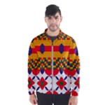 Red flowers and colorful squares                                                                  Wind Breaker (Men)