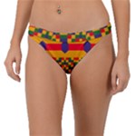 Red flowers and colorful squares                                                                 Band Bikini Bottom