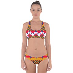 Red flowers and colorful squares                                                                 Cross Back Hipster Bikini Set from ArtsNow.com