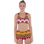 Red flowers and colorful squares                                                                 Racerback Boyleg Bikini Set