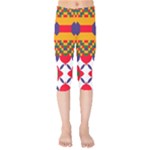 Red flowers and colorful squares                                                                 Kids  Capri Leggings