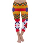 Red flowers and colorful squares                                                                  Capri Winter Leggings