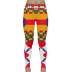 Red flowers and colorful squares                                                                  Yoga Leggings