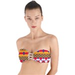 Red flowers and colorful squares                                                             Twist Bandeau Bikini Top