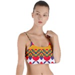 Red flowers and colorful squares                                                                  Layered Top Bikini Top