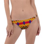 Red flowers and colorful squares                                                                  Ring Detail Bikini Bottom