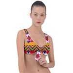 Red flowers and colorful squares                                                                  Front Tie Bikini Top