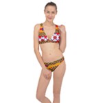 Red flowers and colorful squares                                                                  Classic Banded Bikini Set