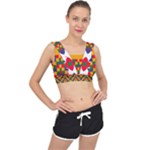 Red flowers and colorful squares                                                                 V-Back Sports Bra