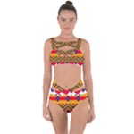 Red flowers and colorful squares                                                                  Bandaged Up Bikini Set