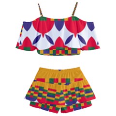 Kids  Off Shoulder Skirt Bikini 