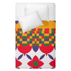 Red flowers and colorful squares                                                                   Duvet Cover (Single Size) from ArtsNow.com