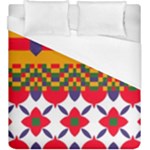 Red flowers and colorful squares                                                                   Duvet Cover (King Size)