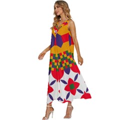 V-Neck Sleeveless Wide Leg Pants Overalls 