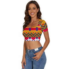 Short Sleeve Square Neckline Crop Top  