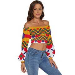 Long Sleeve Crinkled Weave Crop Top 