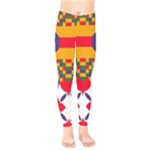 Red flowers and colorful squares                                                       Kids  Classic Winter Leggings