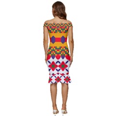 Off Shoulder Ruffle Split Hem Bodycon Dress 