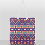 Pastel shapes rows on a purple background                                                               Full Print Rope Handle Tote (Large)