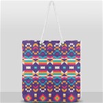 Pastel shapes rows on a purple background                                                               Full Print Rope Handle Tote (Large)