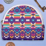 Pastel shapes rows on a purple background                                                                   Horseshoe Style Canvas Pouch