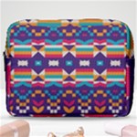 Pastel shapes rows on a purple background                                                                   Make Up Pouch (Large)