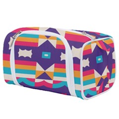 Pastel shapes rows on a purple background                                                                Toiletries Pouch from ArtsNow.com
