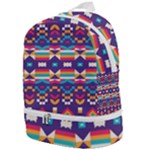 Pastel shapes rows on a purple background                                                               Zip Bottom Backpack