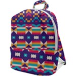 Pastel shapes rows on a purple background                                                               Zip Up Backpack