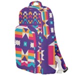 Pastel shapes rows on a purple background                                                            Double Compartment Backpack