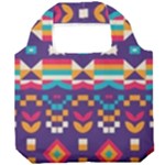 Pastel shapes rows on a purple background                                                          Foldable Grocery Recycle Bag