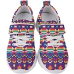 Pastel shapes rows on a purple background                                                                Kids  Velcro Strap Shoes