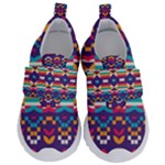 Pastel shapes rows on a purple background                                                                  Kids  Velcro Strap Shoes