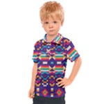 Pastel shapes rows on a purple background                                                                 Kids  Polo Tee