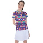 Pastel shapes rows on a purple background                                                                  Women s Polo Tee