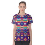Pastel shapes rows on a purple background                                                                   Women s Cotton Tee