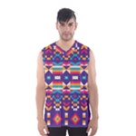 Pastel shapes rows on a purple background                                                                   Men s Basketball Tank Top