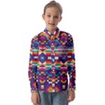 Pastel shapes rows on a purple background                                                             Kids  Long Sleeve Shirt