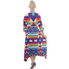 Quarter Sleeve Wrap Front Maxi Dress 
