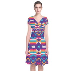 Short Sleeve Front Wrap Dress 