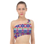 Pastel shapes rows on a purple background                                                                  Spliced Up Bikini Top