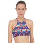 Pastel shapes rows on a purple background                                                                  Racer Front Bikini Top